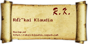 Rákai Klaudia névjegykártya